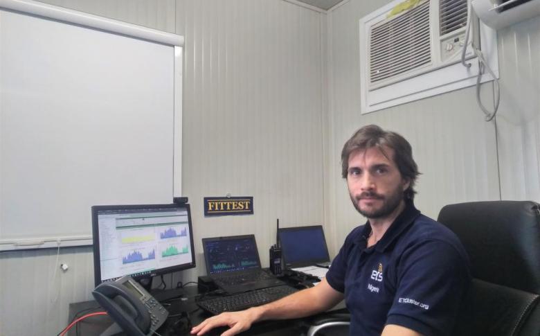 FITTEST’s Luis Portatadino remains in the Emergency Telecommunications Sector (ETS) office in North-East Nigeria. Photo: WFP/FITTEST