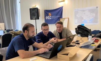 WFP TEC in Ukraine work around the clock to protect the humanitarian network from cyberattack. Photo: WFP/Beryl Lo